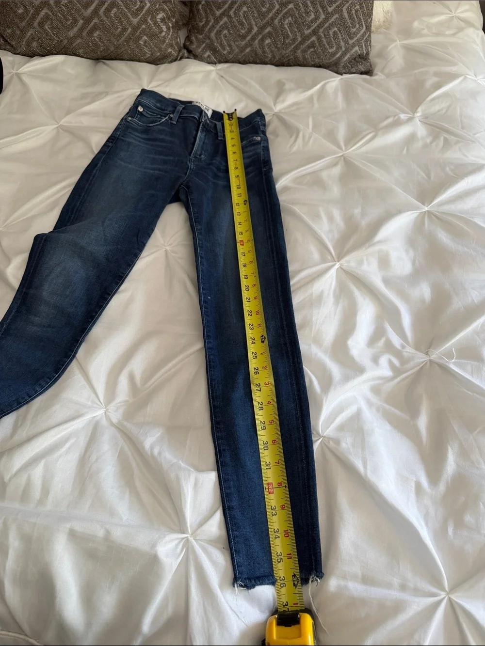 Agolde Dark Blue Skinny Jeans with Frayed Hem Size 23 - Picture 7 of 8